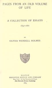 Cover of: Pages from an old volume of life by Oliver Wendell Holmes, Sr.