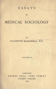 essays in medical sociology by elizabeth blackwell