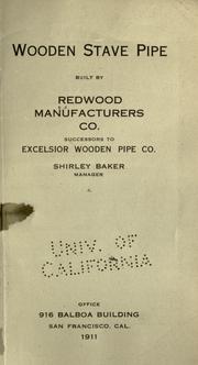 Cover of: Wooden stave pipe by Redwood Manufacturers Company.