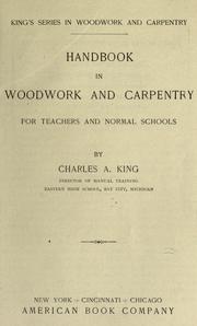 Cover of: Handbook in woodwork and carpentry: for teachers and normal schools