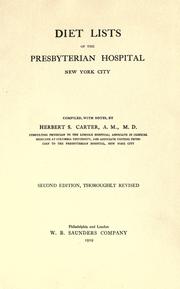Cover of: Diet lists of the Presbyterian hospital, New York city
