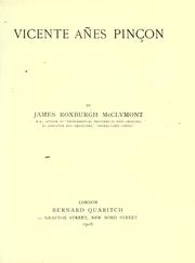 Cover of: Vicente ©ÞAnes Pin©ʻco by James Roxburgh McClymont