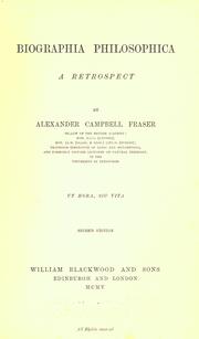 Cover of: Biographia philosophica: a retrospect