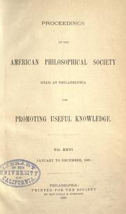 Cover of: Supplemental register of written communications published in the Transactions and Proceedings of the American philosophical society, 1881-1889. by American Philosophical Society