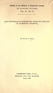 Cover of: New phytophagous Hymenoptera from the Tertiary of Florissant, Colorado by Charles Thomas Brues