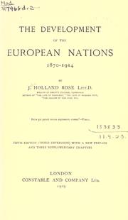 Cover of: The developement of the European nations, 1870-1914.