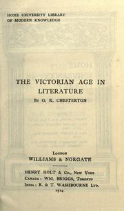 Cover of: The Victorian age in literature by Gilbert Keith Chesterton