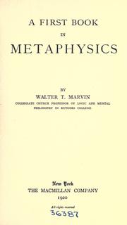 Cover of: A first book in metaphysics