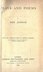 Cover of: Plays and poems by Ben Jonson