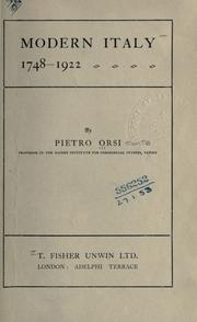 Cover of: Modern Italy, 1748-1922. by Orsi, Pietro, conte