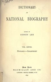 Cover of: Dictionary of national biography by Edited by Sidney Lee