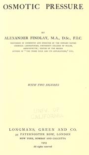 Cover of: Osmotic pressure by Alexander Findlay, Alexander Findlay