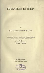 Front cover of Education in India by Chamberlain, W. I.