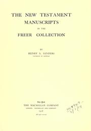 Cover of: The New Testament manuscripts in the Freer collection
