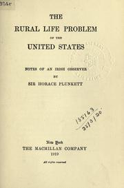 Cover of: rural life problem of the United States