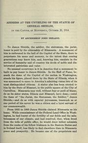 Cover of: Address at the unveiling of the statue of General Shields: in the Capitol of Minnesota, October 20, 1914
