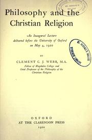 Cover of: Philosophy and the Christian religion by Clement Charles Julian Webb
