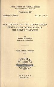 Cover of: Occurrence of the alligatoroid genus Allognathosuchus in the Lower Oligocene
