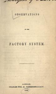 Observations on the factory system