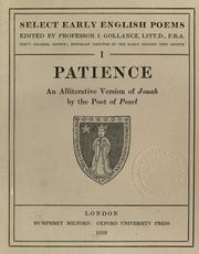 Cover of: Patience by by the poet of Pearl ; edited by Israel Gollancz.