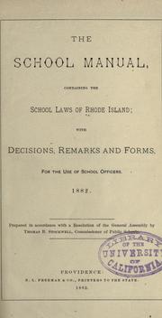 Cover of: The school manual by Rhode Island.