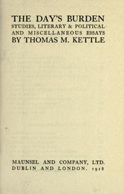 Cover of: The day's burden by Tom Kettle