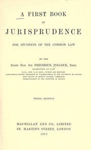 Cover of: A first book of jurisprudence for students of the common law
