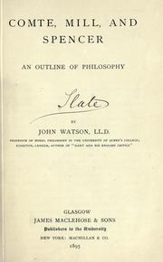 Cover of: Comte, Mill, and Spencer