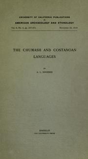 The Chumash and Costanoan languages by A. L. Kroeber