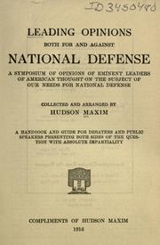 Leading opinions both for and against national defense by Hudson Maxim