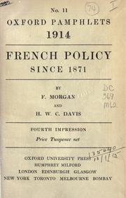 Cover of: French policy since 1871... by Frank Morgan