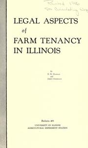 Cover of: Legal aspects of farm tenancy in Illinois