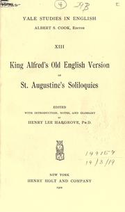 Cover of: Old English version of St. Augustine's Soliloquies
