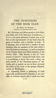 Cover of: The functions of the book club