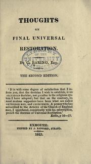 Cover of: Thoughts on final universal restoration. by Charles Baring