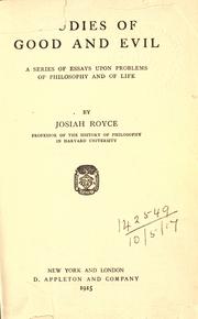 Cover of: Studies of good and evil by Josiah Royce