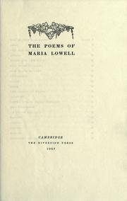 Cover of: The poems of Maria Lowell
