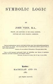 Cover of: Symbolic logic by Venn, John