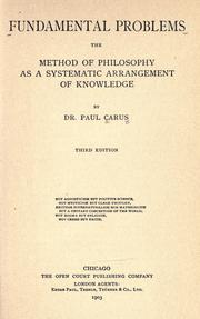 Cover of: Fundamental problems by Paul Carus