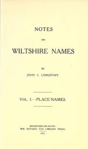 Cover of: Notes on Wiltshire names