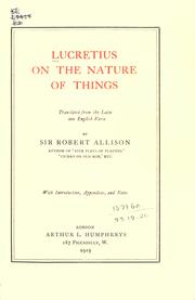 Cover of: On the nature of things by Titus Lucretius Carus