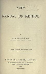 Cover of: A new manual of method