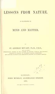Cover of: Lessons from nature, as manifested in mind and matter. by St. George Jackson Mivart