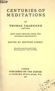 Cover of: Centuries of meditations. by Thomas Traherne