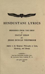 Cover of: Hindustani lyrics by Inayat Khan