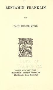 Cover of: Benjamin Franklin by More, Paul Elmer