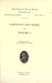 Cover of: Contents and index to volume 1