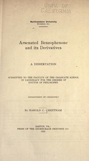 Arsenated benzophenone and its derivatives .. by Harold Cowan Cheetham