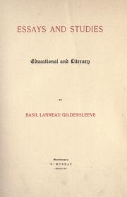 Cover of: Essays and studies, educational and literary