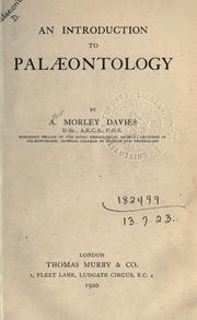Cover of: An introduction to palaeontology. by Davies, Arthur Morley